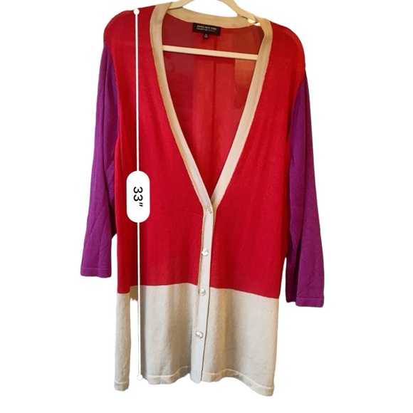 JONES NEW YORK Women’s Collection Red & Purple Thin Cardigan Sweater size 2X - Picture 6 of 11